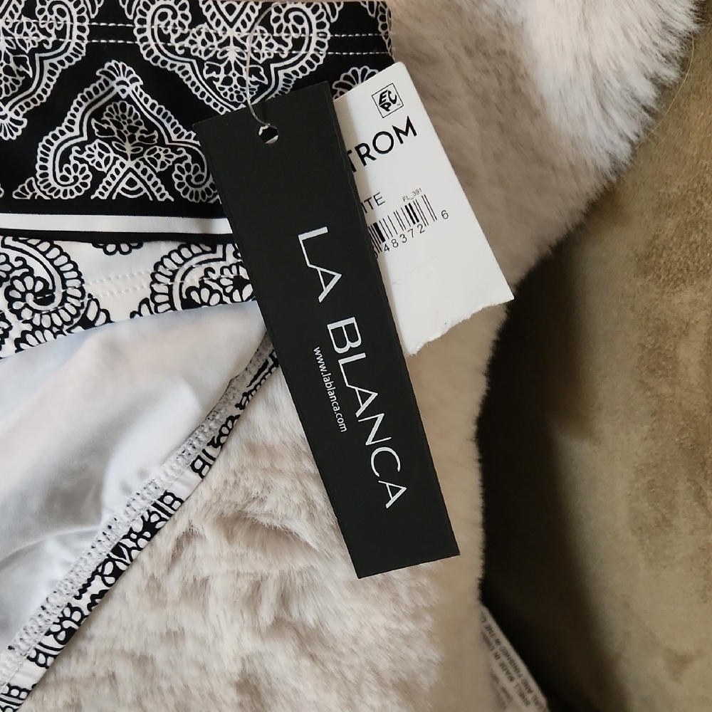 NWT La Blanca Black and White Bikini Bottom-Size 12 - Picture 2 of 4